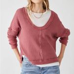 Free People We The Free New Magic Waffle Knit Thermal Long Sleeve Top in Cowboy Size Large Photo 0