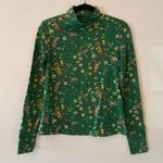 Anthropologie Maeve Green Floral Turtleneck Shirt Whimsy Fairy Women size Small Photo 0