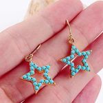 Resin Hollow Beaded Star Dangle Earrings Gold Photo 0