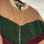 J.O.A. Tan and Green Teddy Jacket with Chevron Design Photo 4