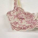 Cream Pink Embroidered Lace Floral Demi Bra 32A Delicate Girly Romantic Coquette Size undefined Photo 3