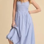Sea NY Striped Poplin Balloon Hem Midi Dress Size 2 Blue Photo 0