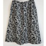 Talbots Vintage Linen Cotton Maxi Skirt Size 12W Fit & Flare Black White Circles Photo 1