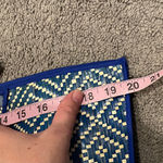 Blue and Cream Geometric Beach Summer Woven Tote Bag NWT Photo 7