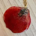 Handmade Resin Necklace with Real Flower Petal & Gold Glitter Photo 3