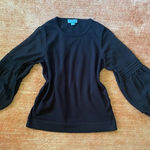 CeCe  Long Sleeve Crew Neck Mixed Fabric Blouse M Photo 0
