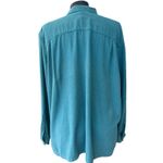 Vtg Y2K Park Central Brushed Silk Button Up Roll Tab Teal Top Size XXL Safari Blue Photo 1