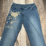 Cache Jeans With Cream Colored Embroidery Size 0 Photo 3