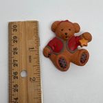 Hallmark Christmas Teddy Bear Pin Brooch Red Jacket Star Holiday Collectible Photo 1