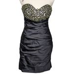 La Femme  Strapless Beaded Bodycon Satin Mini Dress Black Size 8 Photo 14