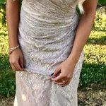 David's Bridal Tan Lace Bridesmaid Dress Photo 0