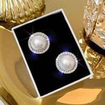 Fashion Elegant Pearl Stud Earrings for Women Silver Photo 0
