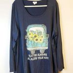 LuLaRoe  Lynnae Navy Blue w/ Screenprint Added Sunflowers & Saying Sz 3X GUC Photo 0