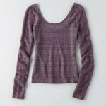 American Eagle Women's Purple Crochet Scoop Neck Pullover Knit Top Size M Photo 0