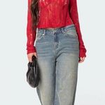 Edikted Rosa Open Back Sheer Sweater Photo 2