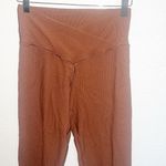 Aerie Real Me Waffle Knit Crossover Short Inseam 7/8 Brown Leggings Photo 1