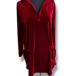 R.Vivimos Womens Velour Long Sleeve Pockets Casual Mini Shirt Dress Red Med 8/10 Photo 1