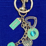 Gold and Teal Heart Keychain. Or purse charm, suitcase too. Photo 0