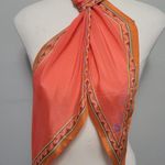Anne Klein Vintage coral orange border trapeze scarf Photo 1
