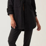 Athleta  Retroplush Shirt Jacket in Black Shacket Size Large‎ Photo 0