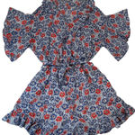Pepe Jeans  Summer Blue and Red Floral Romper with Ruffled Hem Photo 0