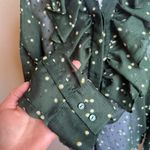 H&M green ruffle shear long sleeve button up shirt | 2 Photo 1