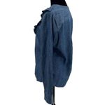 1901  Womens Chambray‎ Ruffled Long Sleeve Blouse Blue Size Small Photo 2