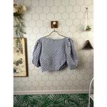 Free People  Blue Polka Dot Puff Sleeve Cropped Top - Size - 6 Photo 3