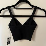 Cuts Clothing Cuts Black Ribbed V-Neck Crop Top Photo 4