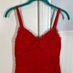 Marchesa Notte Tiered Lace Trim Midi Dress Size 0 Red Glam Holiday Event Wedding Photo 2