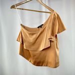 Lulus Defining Style Satin Ruffled One Shoulder Top in Light Peach Size Small Photo 4