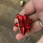 Metal Christmas Bow Earrings and Brooch Sparkle‎ and Shine in Any Light Red Photo 4