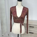 Urban Outfitters  Iris Plunge Top Brown Floral Multi Small Photo 4