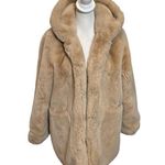 Apparis Maria Faux Fur Coat Brown Plush Women’s Size Small Hooded Open Front Photo 3