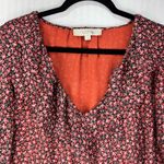 Loft Ann Taylor Ref Floral Ruffle Chiffon V-Neck Blouse Size Large Sheer Lined Photo 2