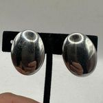 Whiting & Davis Oval Silver-Tone Clip-On Earrings By  Co. Photo 0