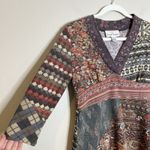 Sacred Threads Women Patchwork Micro Dress Tunic Y2K Babydoll Twee S Gilmore Hippie 3/4 Sleeve Photo 1