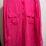 BCBGMAXAZRIA  Anderson silk button-down blouse in neon pink medium Photo 0