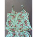 Floral Pajama Set Cami Top & Shorts Ruffle Trim Sleepwear Loungewear M Green Size M Photo 2