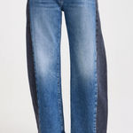 Mother Lil Half Pipe Flood Barrel Leg Jeans in Black and Blue Size 29 Photo 0