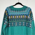 LOGO By Lori Goldstein Logo Lori Goldstein Green Fair Isle Crew Neck Sweater Womens L Sequins Cozy Photo 10