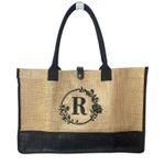 Personalized Monogram Jute Tote – Letter R Eco Photo 0