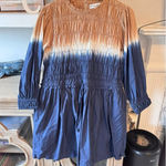 Apiece Apart  Aldea Smocked Mini Dress Dipped Shibori Organic Cotton Size Medium Photo 0