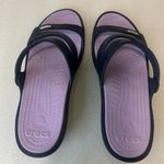 Crocs Women's Sandals with Black Straps and Lavender Footbed Photo 6