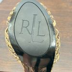 Lauren Ralph Lauren Kadie 4” snake skin ankle wrap heel size 7 1/2 Yellow Photo 9