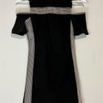 Topshop Women’s Short Sleeve Open Shoulder Mesh Little Black Dress Size 4 FLAW Photo 0