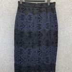 ALC Frank ALC Women's Pencil Skirt Blue Black Size 4 Striped Pointelle Cotton Silk Photo 0