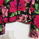 Nuit Black Floral Silk Cropped Vintage Bolero Jacket Sz M Size M Photo 3