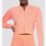 SKIMS  Light French Terry Shrunken Zip Up Jacket In Neon Orange NWT Size Medium Photo 0
