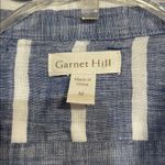 Garnet Hill  WOMENS STRIPED LINEN BLUE WHITE TUNIC BUTTON DOWN SHIRT MEDIUM Photo 2